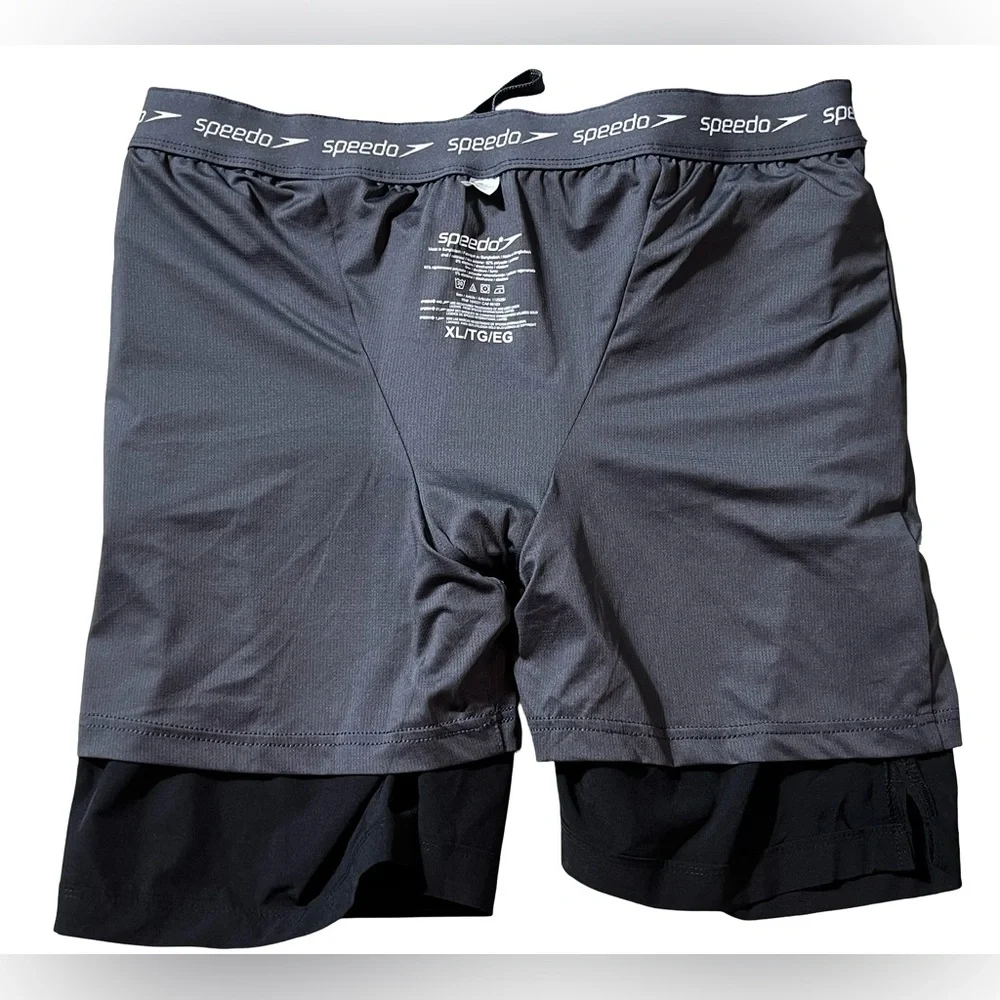Speedo Tech Volley black Swim Trunks men’s XL 36-38 4-Way Stretch Comfort‎ Liner